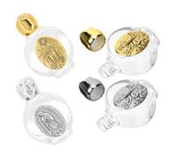 GRIRIW 4 pièces Bouteille Eau Bénite Verre Format Flacon Religieux Rechargeable pour Parfum et Eau Bénédiction Design Vintage Or et Argent Décoratif pour Prières et Cadeaux