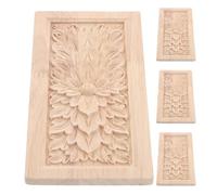GRIRIW 4 Pièces Lot de 4 Appliques Murales en Bois Massif Non Peint 15 X 8 X 0,8 Cm, Décorations Sculptées en Style Romain Classique, Ornements Décoratifs pour Meubles, Armoires et