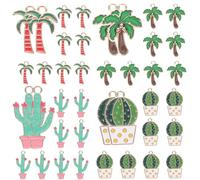 GRIRIW 40 pièces Lot de Breloques Émaillées Hawaii pour Création Bijoux Pendentifs Palmier et Cactus Accessoires Légers et Durables pour DIY Colliers et Boucles Oreilles