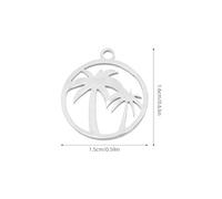 GRIRIW 5 Pièces Coconut Tree Pendants Stainless Steel Small Hawaii Palm Charms For DIY Necklaces Bracelets Keychains Tropical Jewelry Accessories
