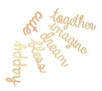 GRIRIW 6pcs Découpes en Bois Prêtes à Peindre, Poncées Lisses, Décoration de Mots pour Collections et Autres Célébrations, Accessoires de Fête et Décoration de Table