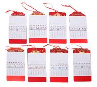 GRIRIW 8 Pièces Calendrier Suspendu de Style Chinois, Calendrier Traditionnel Mural 2024, Carton Blanc, Rouge, Date Lunaire, Nouvel An Chinois Plusieurs styles