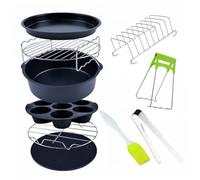 GRIRIW 9 pièces Kit Accessoires Friteuse Air avec Moule Antiadhésif Multifonction pour Cuisson Gâteau Viande et Légumes Compatible Couleur Aléatoire Couleur Aléatoire
