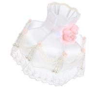 GRIRIW Abat-Jour en Dentelle Romantique à Motif Floral Français, Forme de Dôme Festonné, 25 CM Pompons Perlés, Abat-Jour en Tissu pour Lampe de Table et Lampadaire, Ambiance Vintage