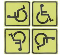 GRIRIW Autocollants Handicapés 4pcs en Papier Adhésif Jaune, Haute Visibilité et Application Facile, pour Fauteuils Roulants et Dispositifs D'assistance en Intérieur et Extérieur