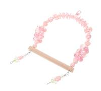 GRIRIW Balançoire pour Perroquet à Perles avec Perchoir en Bois, Balançoire Suspendue Rose avec Nœud Décoratif, à Mâcher pour Oiseaux en Cage, Aire de Jeux Grimpante et Divertissante