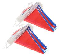 GRIRIW Bannière de parti 2pcs fanions triangulaires en plastique rouge blanc bleu pour décorations extérieures et mariages