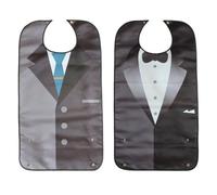 GRIRIW Bavoir Imperméable pour Adulte en Polyester Noir Poche à Bouton, Facile à Nettoyer, Protection des Vêtements pour Repas des Parents et Beaux-parents