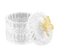 GRIRIW Bocal en Verre Gravé avec Couvercle Hermétique Pot de Rangement pour Bijoux Bonbons et Petits Objets Décoratifs Transparent Style Scandinave pour Fêtes et Maison