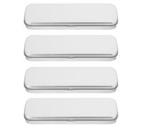 GRIRIW Boîte à Crayons sans Risque de Blessure en Fer-Blanc Argentée pour Élève, Lot de 4 Pièces, Design Simple et Élégant, Rangement Sécurisé pour L'école
