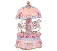 GRIRIW Boîte à Musique Carrousel Rotatif à 3 Chevaux, Ornement Musical Vintage en Plastique Violet, Lumières LED Multicolores Changeantes, Présent pour Noël et Décoration de Chambre,