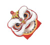 GRIRIW Boîte en Carton 24 Pcs Forme Paquet Amulette Nouvel An Chinois Motif Lionceau Couleurs Vives Boîte à Bonbons Festival du Printemps Emballage Présent Fête