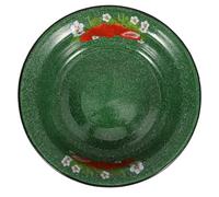 GRIRIW Bol en Émail Épais 22 Cm Vert à Pois Blancs Motif Fraises Bol Profond pour Soupe Saladier Vintage Ustensile la Cuisine Décoratif et Riz 1 Pièce