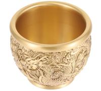GRIRIW Bol Laiton à Motif de Dragon Chinois Bassin Au Trésor Traditionnel pour Décoration Maison et Bureau Objet Vintage pour Richesse et Fortune Cadeau Festif Printemps et Noël
