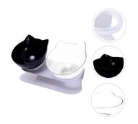 GRIRIW Bol pour Animaux Oreilles de Chat Inclinée Plastique Deux Couleurs Distributeur Portable avec Double Bol pour et Chiens Écuelle Antidérapante pour Nourriture et Eau