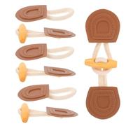 GRIRIW Boucles à Bascule en Cuir et Bois pour Manteau et Veste, Boutons de Fermeture Marron 6 Paires, Accessoires Couture pour Vêtements, Tricot et Loisirs Créatifs