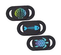 GRIRIW Cache De Webcam Coulissant 3 Pièces pour Ordinateur Portable Et Smartphone, Protection Confidentialité Sécurisée, Modèle Poisson Et Tortue, Design Coloré, Usage Numérique Quotidien