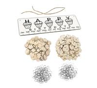 GRIRIW Calendrier Bois à Suspendre Diy Avec Médaillons Cœur Décoration Maison Et Bureau Pour Rappel Anniversaire Ornement Mural Artisanal Naturel Beige Et Noir