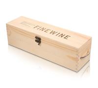 GRIRIW Coffret à Vin Rouge en Bois de Pin Solide, Boîte de Rangement Individuelle pour Bouteille, Protection du Goulot Amovible, Fermoir Sécurisé, pour Emballage Présent et Transport