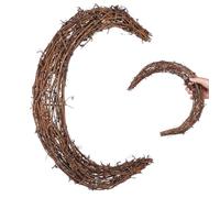 GRIRIW Couronne en Rotin Naturel Forme Lune 30 CM Anneau Tissé à la Main pour Décoration Murale DIY Matériel pour Couronne Soi-Même Accessoire pour Fêtes et Décoration Intérieure