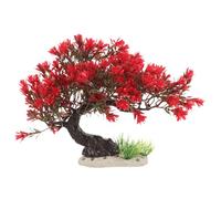 GRIRIW Décoration Aquarium Plante Artificielle en Plastique Rouge, Arbre Décoratif Réaliste pour Petits Aquariums D’Eau Douce et Salée, Ornements Végétaux Solide pour Habitat Poisson,