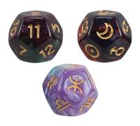 GRIRIW Dés de Tarot Astrologique, Jeu de Dés de Divination Astrologique, 3pcs, 12 Faces, Design Unique pour Tabletop Games et Astrologie Enthusiasts