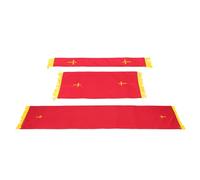 GRIRIW Écharpe de Chaire et Chemin de Table Réversibles en Tissu Doux, Lot de 3 set de Pièces Rouge et Blanc avec Broderie Chrétienne, Accessoires de Liturgie pour Autel, Lutrin et