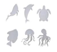 GRIRIW Ensemble de 6 Moules en Silicone Flexibles pour sous-Verres Animaux Marins, Moules Pratiques pour Résine Époxy DIY, pour Créations Artisanales
