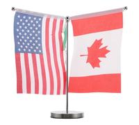 GRIRIW Ensemble de Drapeaux de Table Miniatures Amérique du Nord - 3 Pièces avec Supports Métalliques Inoxydables Drapeaux de Bureau Colorés pour Décoration de Salle Bureau et Réunion