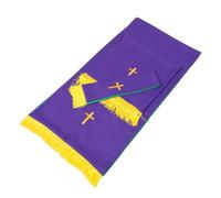 GRIRIW Ensemble Réversible de Parements d'Église 3 Pièces Vert et Violet, Chemin de Table de Communion avec Croix Brodée, Étole de Chaire Suspendue, Linge Liturgique Solide pour