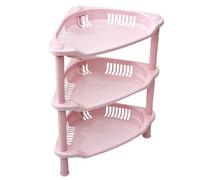 GRIRIW Étagère d'angle en Plastique à 3 Niveaux, Modulable et Stable, pour Rangement Pratique la Cuisine et Salle de Bain Couleur Aléatoire