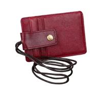 GRIRIW Étui en Cuir Rouge Rfid pour Porte-badge Suspendu, Porte-carte D’embarquement Compact Lanière Tour de Cou, Protection Anti-scan pour Documents de Voyage et Badges D’identification