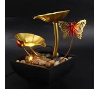 GRIRIW Fontaine De Bureau Mini Cascade avec Feuilles Dorées - Décoration Dintérieur pour Espace De Détente Et Bureau