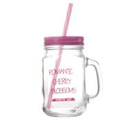 GRIRIW Gobelet Verre Avec Paille Et Couvercle Tasse À Jus Créative Rose Pour Boissons Estivales