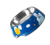 GRIRIW Grand Bol pour Chien Acier Inoxydable Débordement pour Chiens et Chiots Design Ergonomique Facile à Nettoyer Bleu Étoilé
