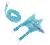 GRIRIW Harnais et Laisse Dinosaure pour Petits Animaux - Harnais Réglable en Tissu Doux Bleu Sangle de Traction Confortable pour Lapins Furets et Hamsters Promenade Extérieure