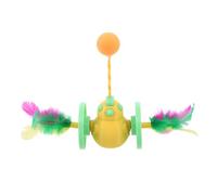 GRIRIW Interactif pour Chat D’Intérieur à Bascule Balle à roulettes et Plumeau, D’Éveil Captivant pour Chatons, Stimulation de Chasse et Divertissement Solide