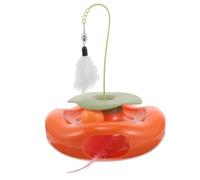 GRIRIW Interactif pour Chat Volant à Rotation 360° avec Plume Colorée Orange, Circuit Ludique Rotatif pour Chatons, Stimulation Physique et Mentale, Éducatif D’Intérieur sans Piles