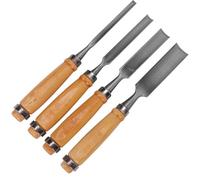 GRIRIW Jeu de 4 Ciseaux à Gouge à Bois en Acier avec Manches en Bois Massif Bords Semi-circulaires Précis Kit Professionnel pour Sculpture et Travail pour Menuisiers et Artistes