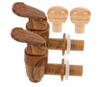 GRIRIW Kit de Robinet Multifonction et Bouchons en Plastique Couleur Bois pour Seau à Vin Adaptable, Bouchon Étanche, Accessoire Pratique pour Fût à Vin et Bière, Lot de 4 Sets de Pièces