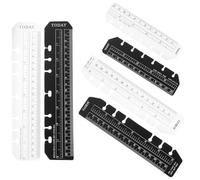 GRIRIW Lot de 12 Marque-Pages Règle Multifonctions en Plastique Transparent et Noir Format A5 A6 A7 Accessoire de Planification Pratique pour Agenda Outil de Marquage Léger et