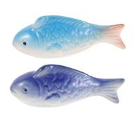 GRIRIW Lot de 2 Décorations en Céramique pour Aquarium Statues de Poissons Koï Bleues et Bleu Ciel Ornements Flottants pour Bassin Terrarium et Jardin Décoration Paysagère Polyvalente