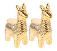GRIRIW Lot de 2 Mini Figurines D’Alpagas en Céramique Dorée Décoration de Table et Bureau Ornements Décoratifs pour Salon Chambre ou Étagère Sculpture Animale Contemporaine en