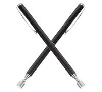 GRIRIW Lot de 2 Outils Magnétiques Télescopiques Portables avec Pince et Clip de Poche Aimants de Récupération pour Écrous Vis et Goupilles Couleur Noire Compact et Léger pour