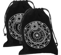 GRIRIW Lot de 2 Pochettes de Tarot à Cordon en Tissu Étoilé, Paquet de Rangement Compacts pour Cartes de Tarot et Dés, Protection Pratique pour Présents et Bijoux, Usage Divinatoire