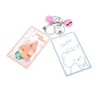 GRIRIW Lot de 2 Porte-Cartes d'Identité en Acrylique Transparent Porte-Badge pour Élève Protection Cartes de Transport et Badges Décorations Clochettes Usage Quotidien et