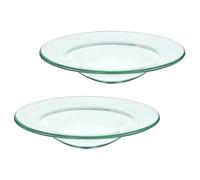 GRIRIW Lot de 2 Soucoupes en Verre Transparent 120 MM pour Chauffe-Cire Récipient de Rechange Résistant à la Chaleur Plat pour Fondre Cire et Huile Essentielle Accessoire pour Lampe