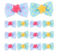 GRIRIW Lot de 20 Nœuds pour Chiens Petits Élastiques en Caoutchouc Flexibles Décorations Étoile Vert Émeraude et Bleu Ciel Accessoires pour Cheveux D’Animaux de Compagnie Toilettage