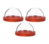 GRIRIW Lot de 3 Mini-dômes en Verre Transparent 30 Mm avec Base en Bois Couleur Café Foncé, Cloche Décorative pour Plantes Stabilisées et Objets D’Art, pour Décoration Intérieure