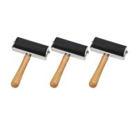 GRIRIW Lot de 3 Rouleaux Encreurs en Caoutchouc et Bois Naturel pour Impression, Outil D'impression Professionnel pour Étaler Encre et Colle, pour Gravure et Loisirs Créatifs